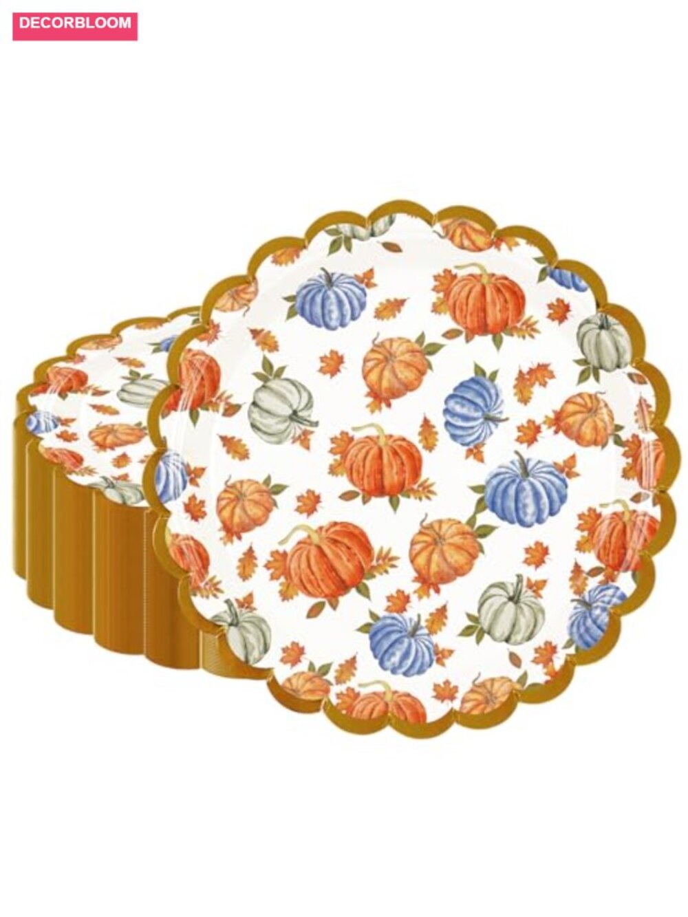 50 Pack 7inch Fall Pumpkin Paper Plates Thanksgiving Party Supplies Scalloped